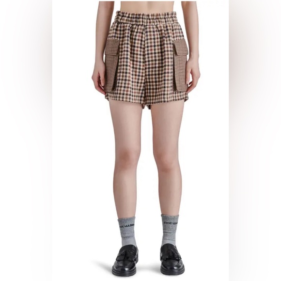 Steve Madden Gaelle Mixed Plaid Cargo Shorts in Brown Plaid NWT XL - Picture 3 of 8